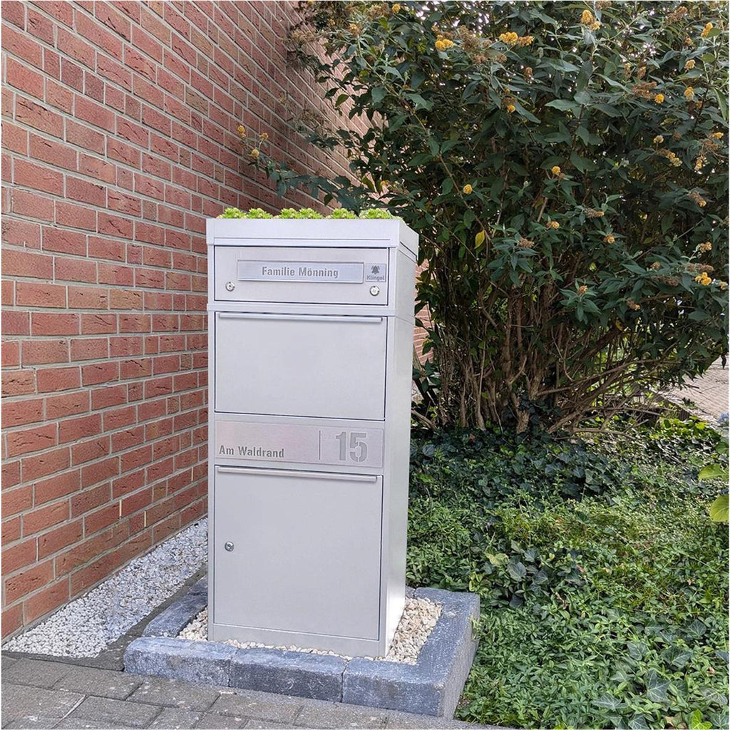 Metzler Funk-Paketbox mit Klingel & Briefkasten |  personalisiert mit Gravur | Edelstahl-Namensschild | Bispo Funk