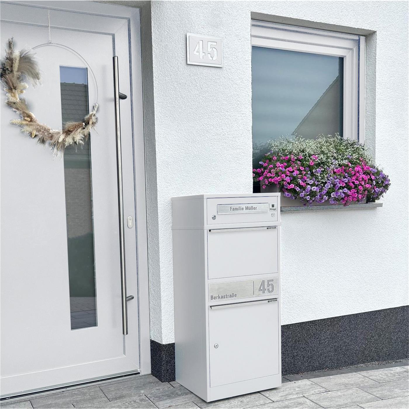 Metzler Funk-Paketbox mit Klingel & Briefkasten |  personalisiert mit Gravur | Edelstahl-Namensschild | Bispo Funk