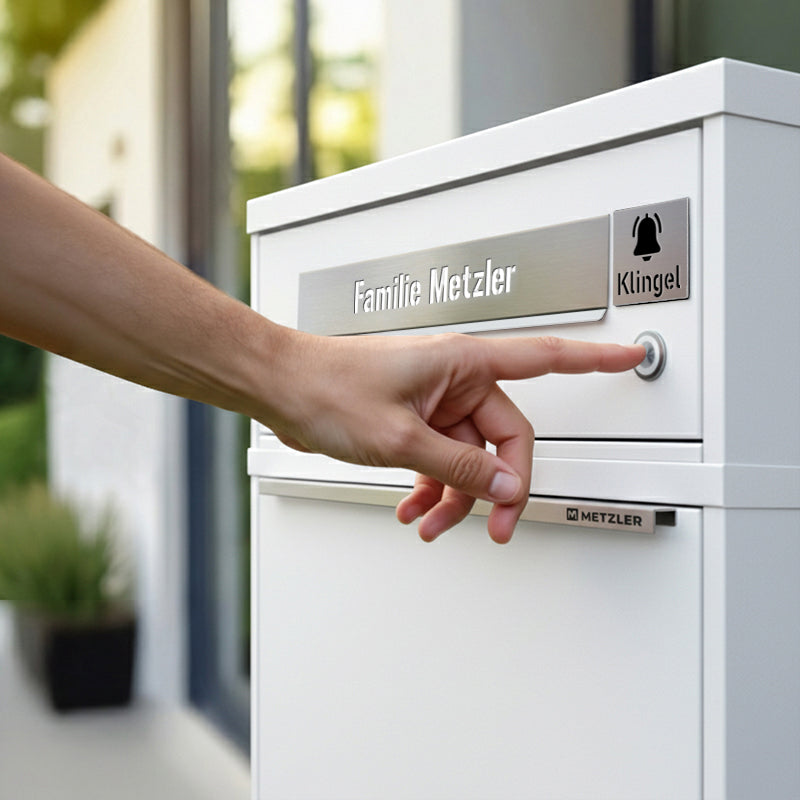 Metzler Funk-Paketbox mit Klingel & Briefkasten |  personalisiert mit Gravur | Edelstahl-Namensschild | Bispo Funk
