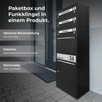Metzler Funk-Paketbox mit Klingel & Briefkasten |  personalisiert mit Gravur | Edelstahl-Namensschilder | Bispo Funk