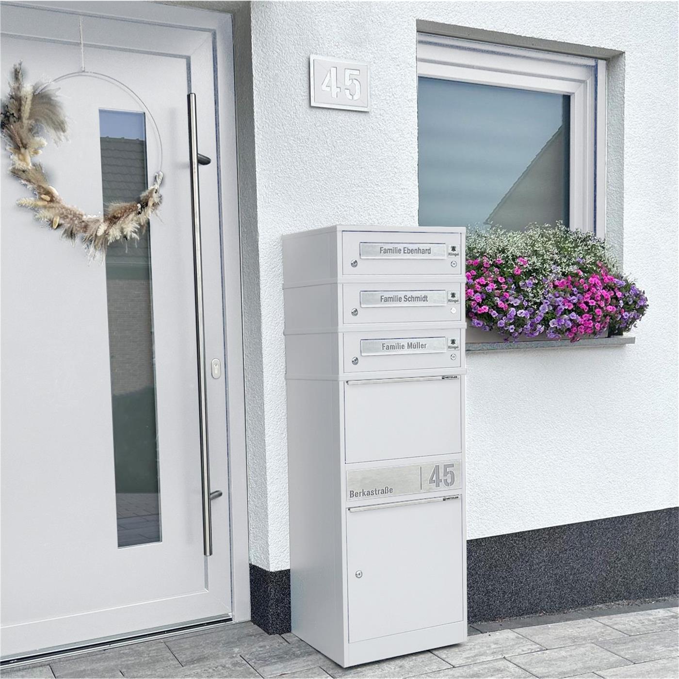 Metzler Funk-Paketbox mit Klingel & Briefkasten |  personalisiert mit Gravur | Edelstahl-Namensschilder | Bispo Funk