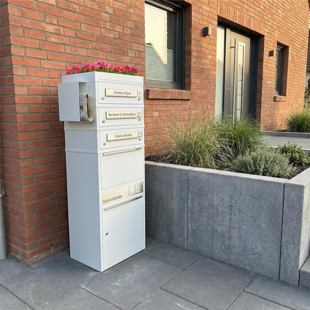 Metzler Funk-Paketbox mit Klingel & Briefkasten |  personalisiert mit Gravur | Edelstahl-Namensschilder | Bispo Funk