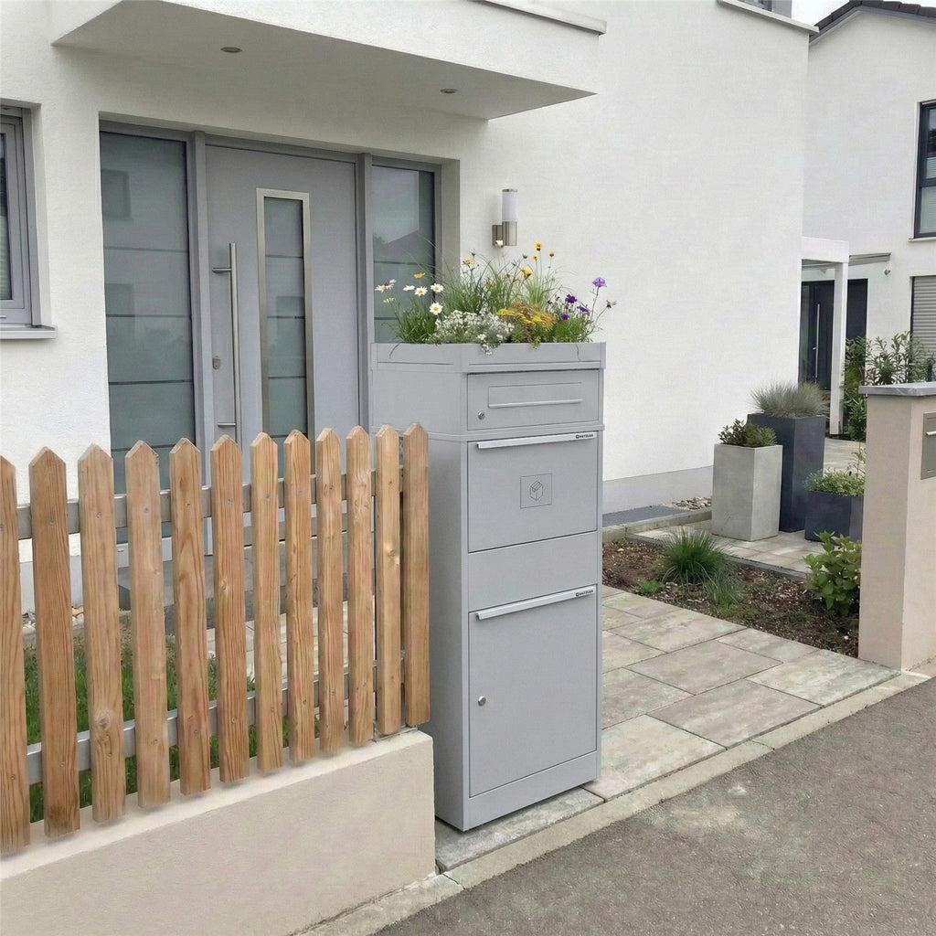 Metzler Paketbox mit Briefkasten | mit Pflanzdach | mit Briefeinwurf | für Pakete bis zur Größe M | rostfrei | Bispo