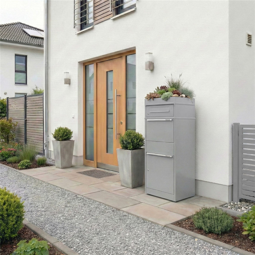 Metzler Paketbox mit Briefkasten | mit Pflanzdach | mit Briefeinwurf | für Pakete bis zur Größe M | rostfrei | Bispo