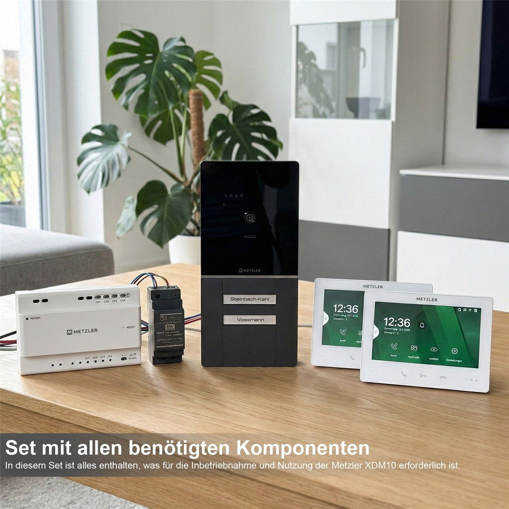 Metzler XDM10 Video-Türsprechanlage mit austauschbarem Namensschild | Komplettset | 2-Draht | 2 Klingeltaster | RAL 7016 Anthrazit | Maxior
