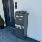 Metzler Paketbox mit Pflanzdach | personalisiert mit Gravur | Edelstahl-Namensschild | mit Briefeinwurf | Bispo 2