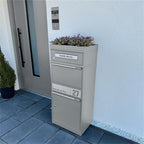 Metzler Paketbox mit Pflanzdach | personalisiert mit Gravur | Edelstahl-Namensschild | mit Briefeinwurf | Bispo 2