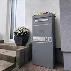 Metzler Paketbox mit Pflanzdach | personalisiert mit Gravur | Edelstahl-Namensschild | mit Briefeinwurf | Bispo 2