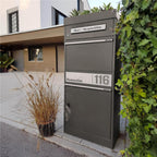 Metzler Paketbox mit Pflanzdach | personalisiert mit Gravur | Edelstahl-Namensschild | mit Briefeinwurf | Bispo 2