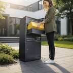 Metzler Paketbox mit Briefkasten | personalisiert mit Gravur | Edelstahl-Namensschild | mit Briefeinwurf | Taren