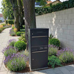Metzler Paketbox mit Briefkasten | personalisiert mit Gravur | Edelstahl-Namensschild | mit Briefeinwurf | Taren