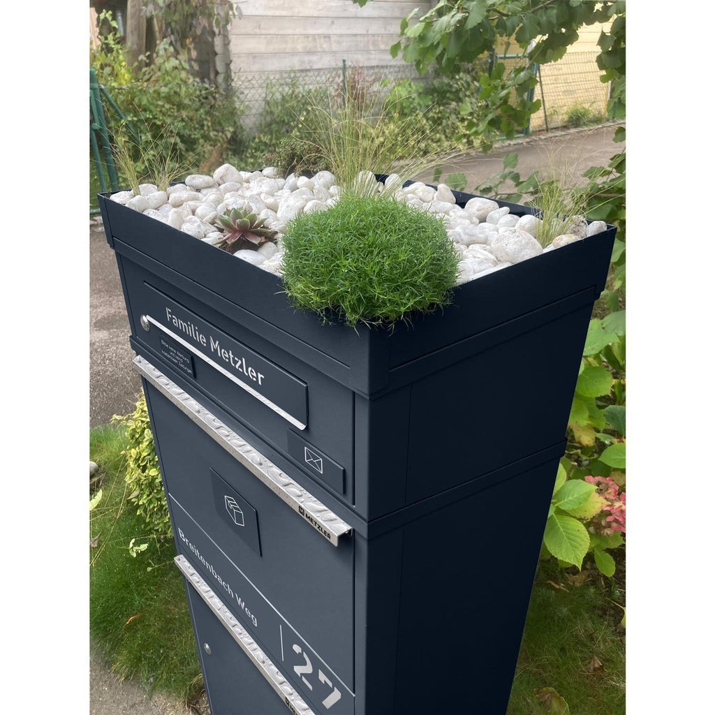 Metzler Paketbox mit Briefkasten | personalisiert mit Gravur | Edelstahl-Namensschild | mit Briefeinwurf | Taren