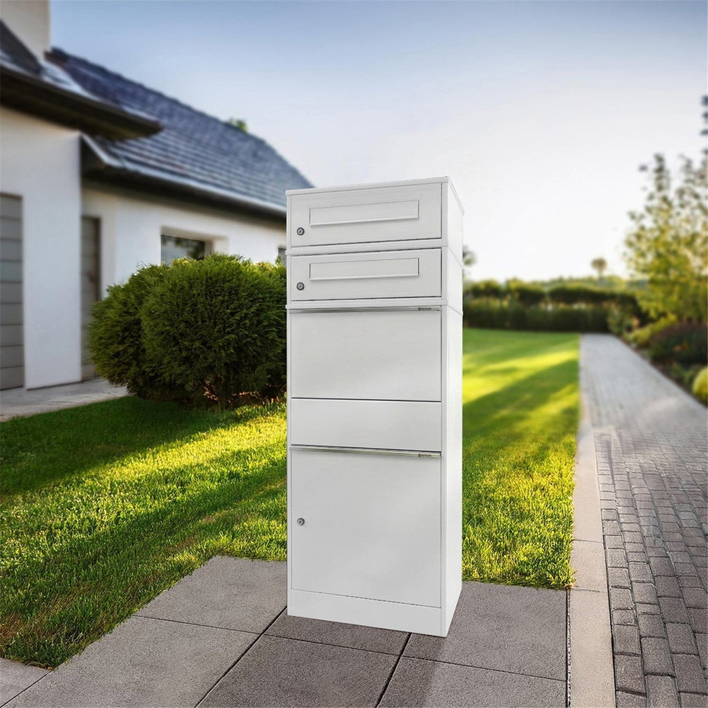Metzler Paketbox mit 2 Briefkästen | zweifacher Briefeinwurf | für Pakete bis zur Größe M | rostfrei | Bispo