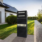 Metzler Paketbox mit 2 Briefkästen | personalisiert mit Gravur | Edelstahl-Namensschild | mit Briefeinwurf | Bispo 2