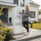 Metzler Paketbox mit 3 Briefkästen | personalisiert mit Gravur | Edelstahl-Namensschild | mit Briefeinwurf | Bispo 2