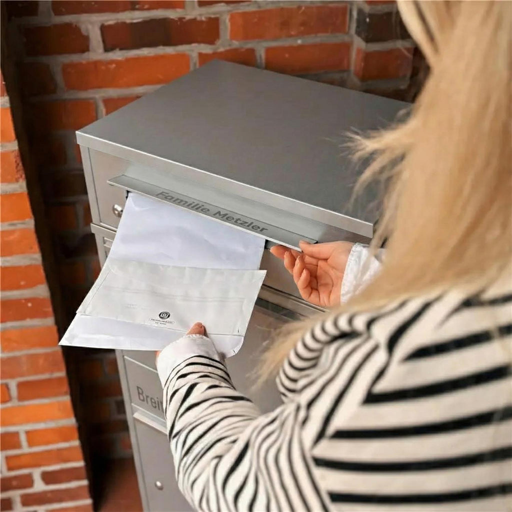 Metzler Paketbox mit Briefkasten | personalisiert mit Gravur | Edelstahl-Namensschild | mit Briefeinwurf | Taren