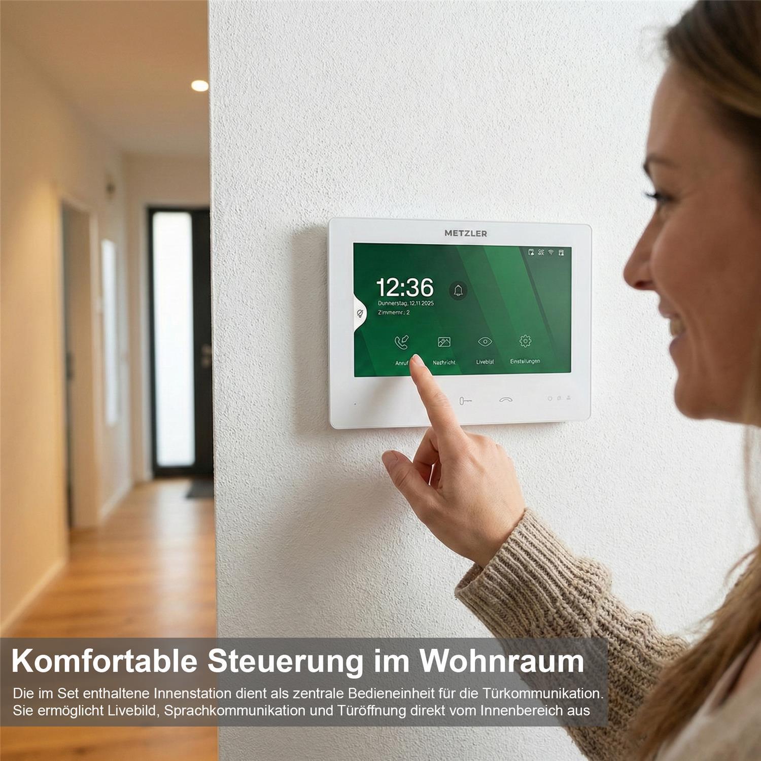 Metzler XDM10 Video-Türsprechanlage mit austauschbarem Namensschild | Komplettset | 2-Draht | 2 Klingeltaster | RAL 7016 Anthrazit | Maxior