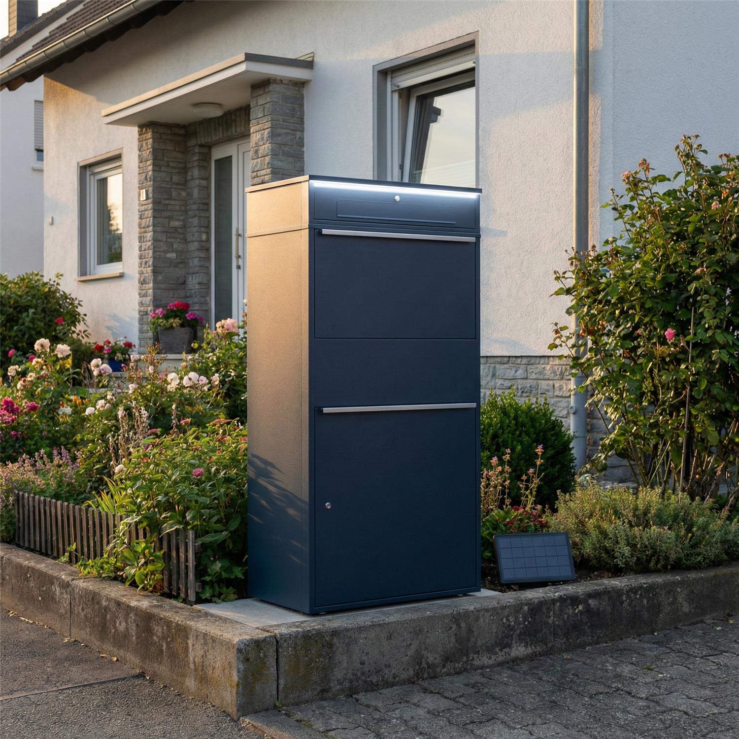 Metzler Paketbox XL mit Briefkasten | LED | RAL 7016 Anthrazit | Bispo Max 2