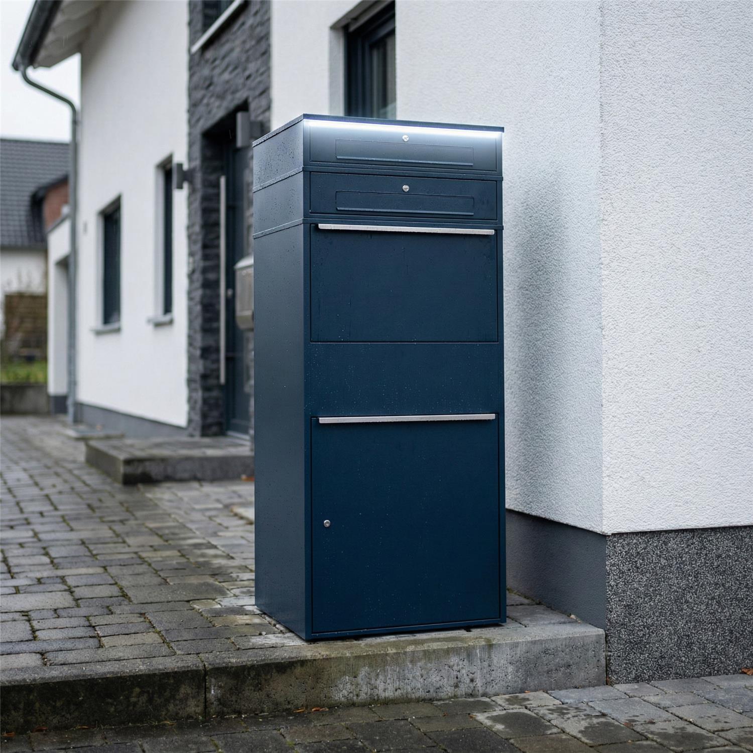 Metzler Paketbox XL mit 2 Briefkästen | LED | RAL 7016 Anthrazit | Bispo Max 2
