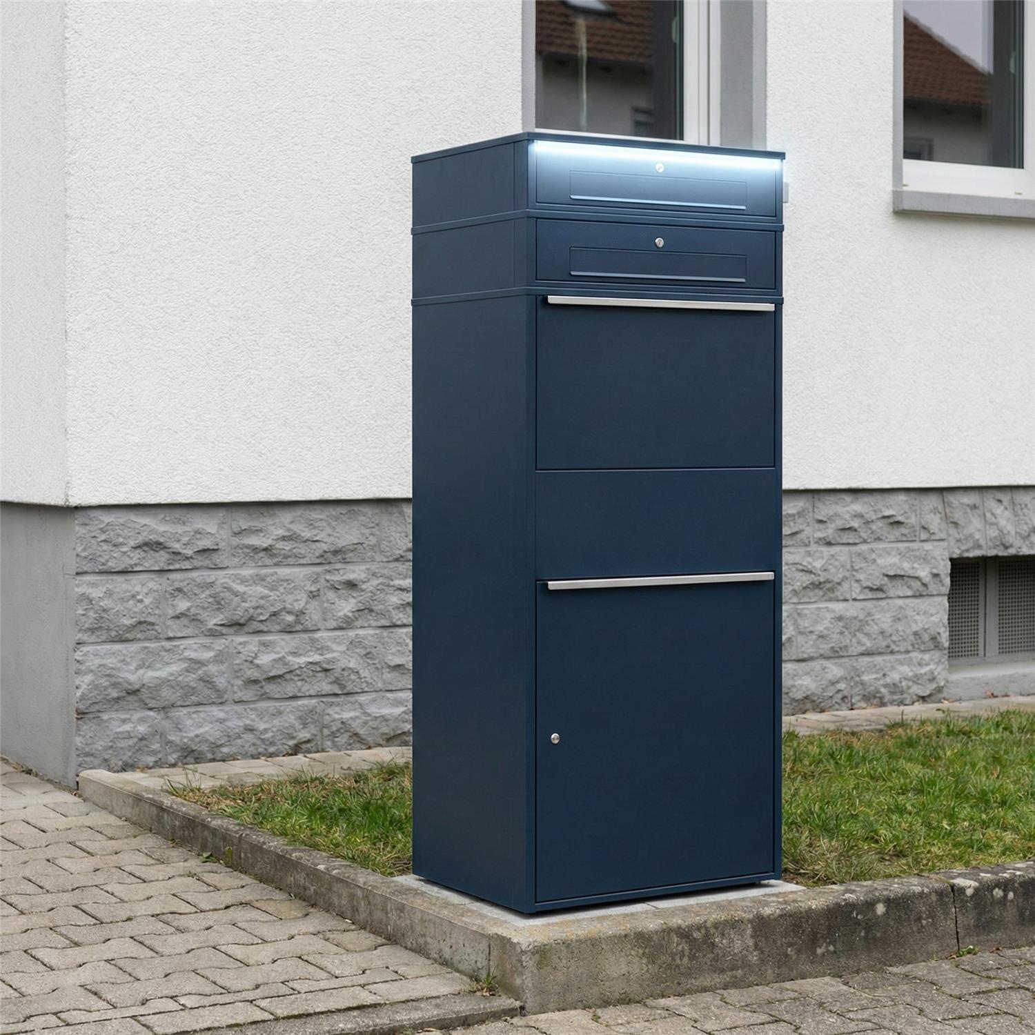 Metzler Paketbox XL mit 2 Briefkästen | LED | RAL 7016 Anthrazit | Bispo Max 2