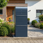 Metzler Paketbox XL mit 3 Briefkästen | LED | RAL 7016 Anthrazit | Bispo Max 2