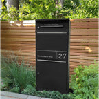 Metzler Paketbox mit Briefkasten | personalisiert mit Gravur | Edelstahl-Namensschild | mit Briefeinwurf | Taren