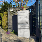 Metzler Paketbox mit Briefkasten | personalisiert mit Gravur | Edelstahl-Namensschild | mit Briefeinwurf | Taren