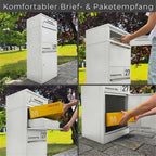 Metzler Paketbox mit Briefkasten | personalisiert mit Gravur | Edelstahl-Namensschild | mit Briefeinwurf | Taren