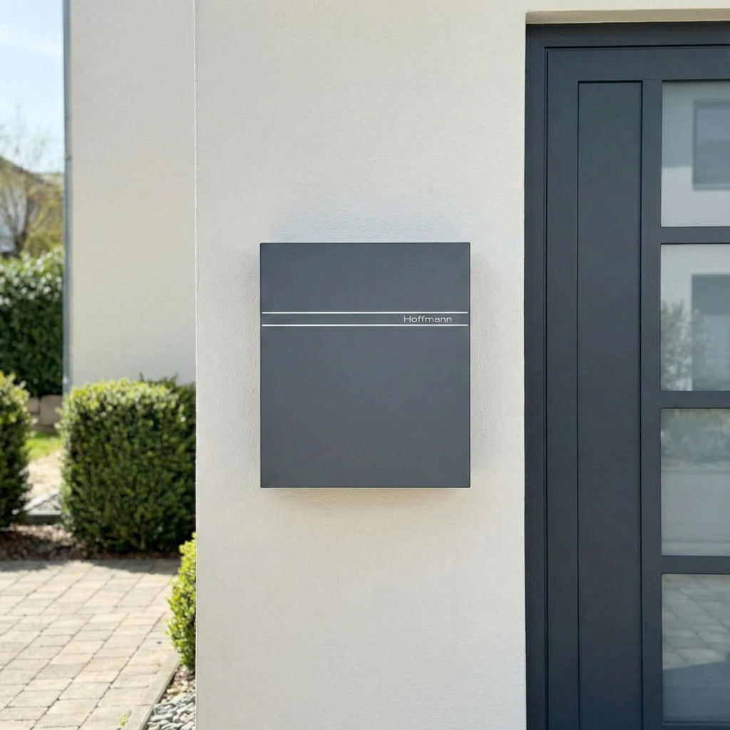 Metzler Briefkasten Anthrazit RAL 7016 Gravur | Lepo 2
