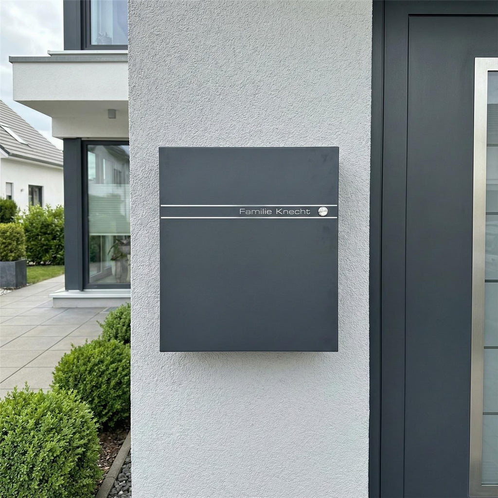 Metzler Briefkasten Funkklingel Anthrazit Gravur optional | Lepo 2