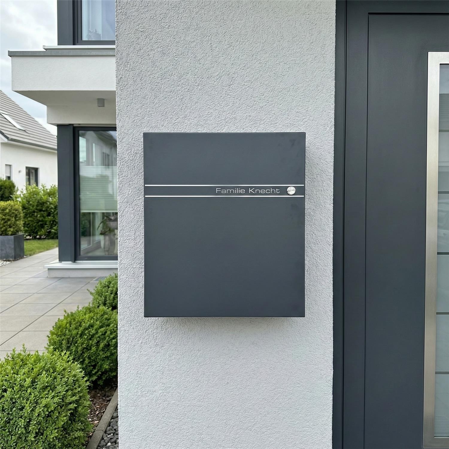 Metzler Briefkasten Funkklingel Anthrazit Gravur optional | Lepo 2