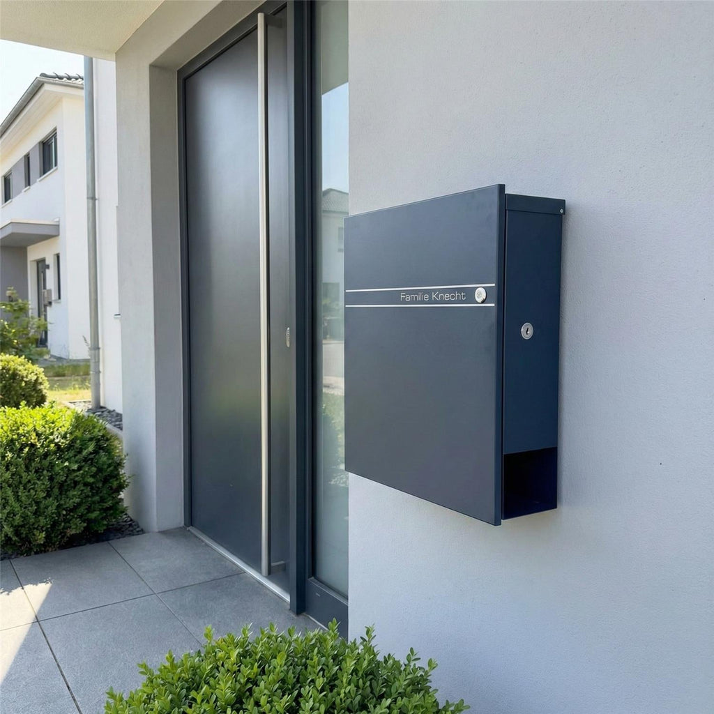 Metzler Briefkasten Funkklingel Anthrazit Gravur optional | Lepo 2