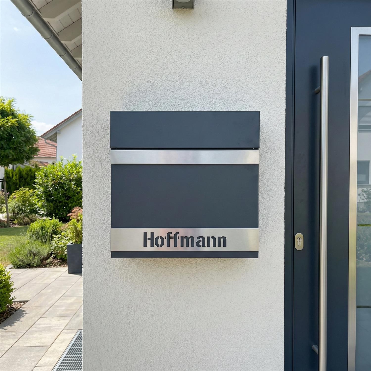 Metzler Briefkasten massiv | mit personalisierbarer Edelstahlblende | Asta