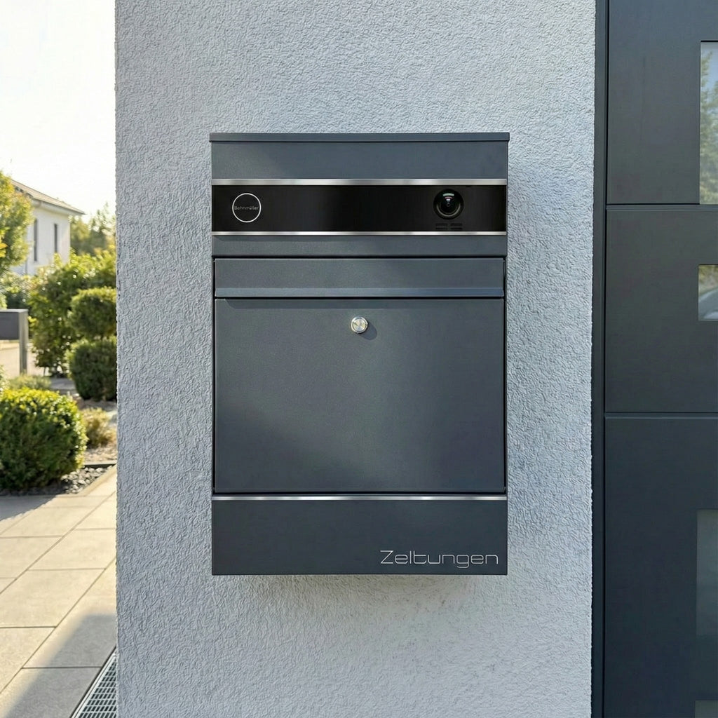 Metzler Briefkasten mit VDM10 2.0 Video-Türsprechanlage | 1 Klingel | RAL7016 Anthrazit