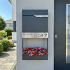 Metzler Briefkasten mit Blumenkasten | personalisiert mit Gravur | Edelstahl-Namensschild | Siebert Frame J