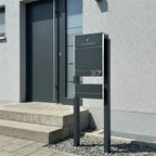 Metzler Standbriefkasten Anthrazit Gravur + Zeitungsfach optional | 01