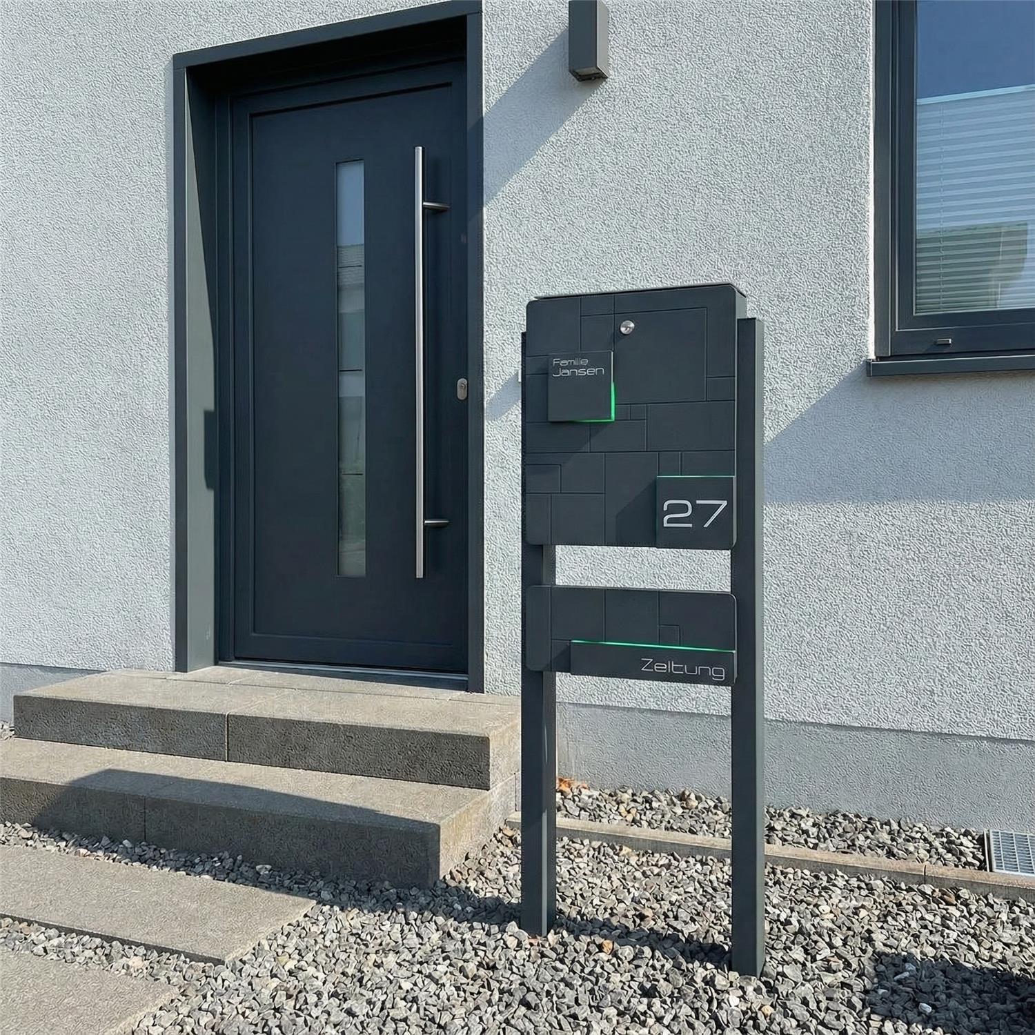 Metzler Standbriefkasten Anthrazit Edelstahl Gravur optional | 02