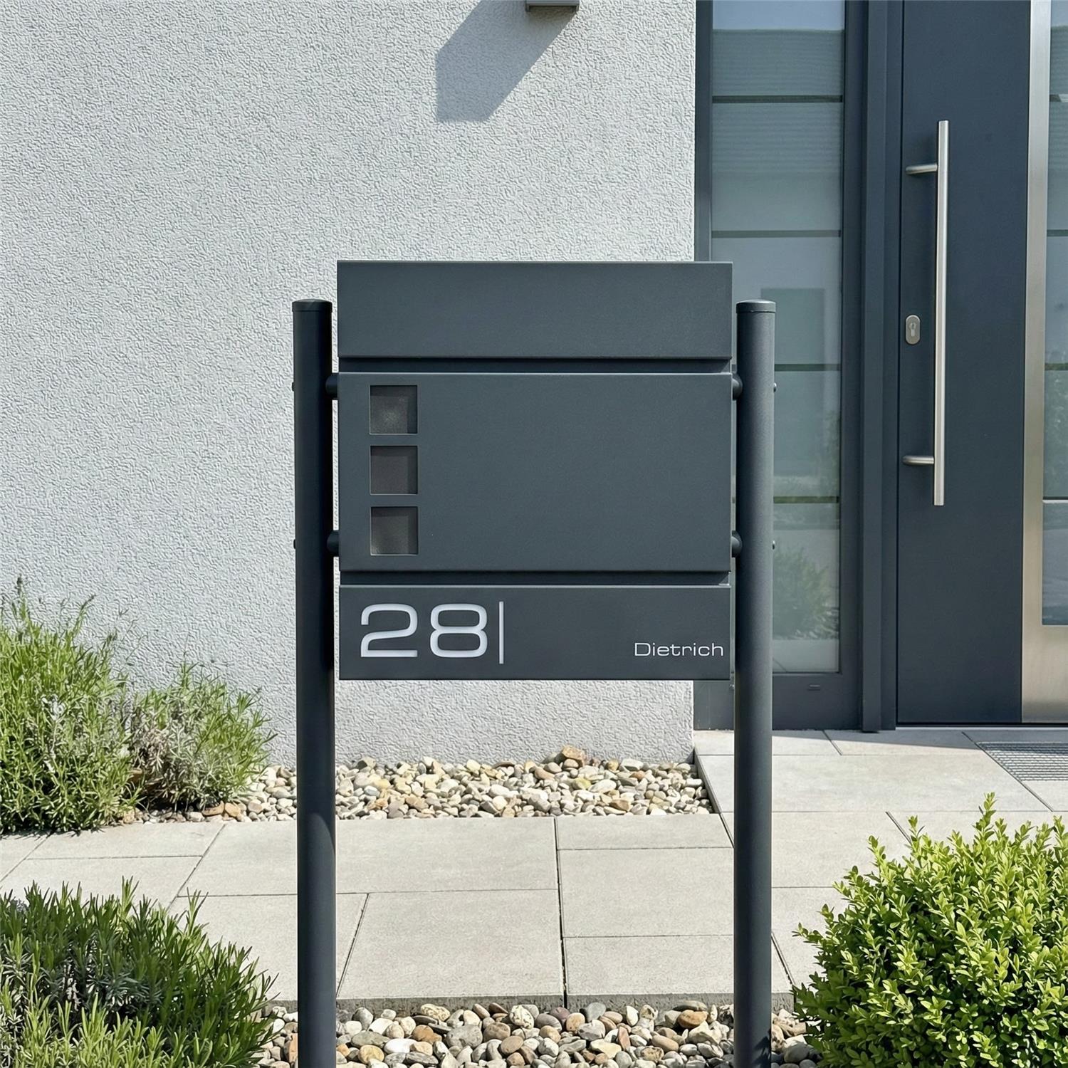 Metzler Standbriefkasten Anthrazit Sichtfenster | Cube