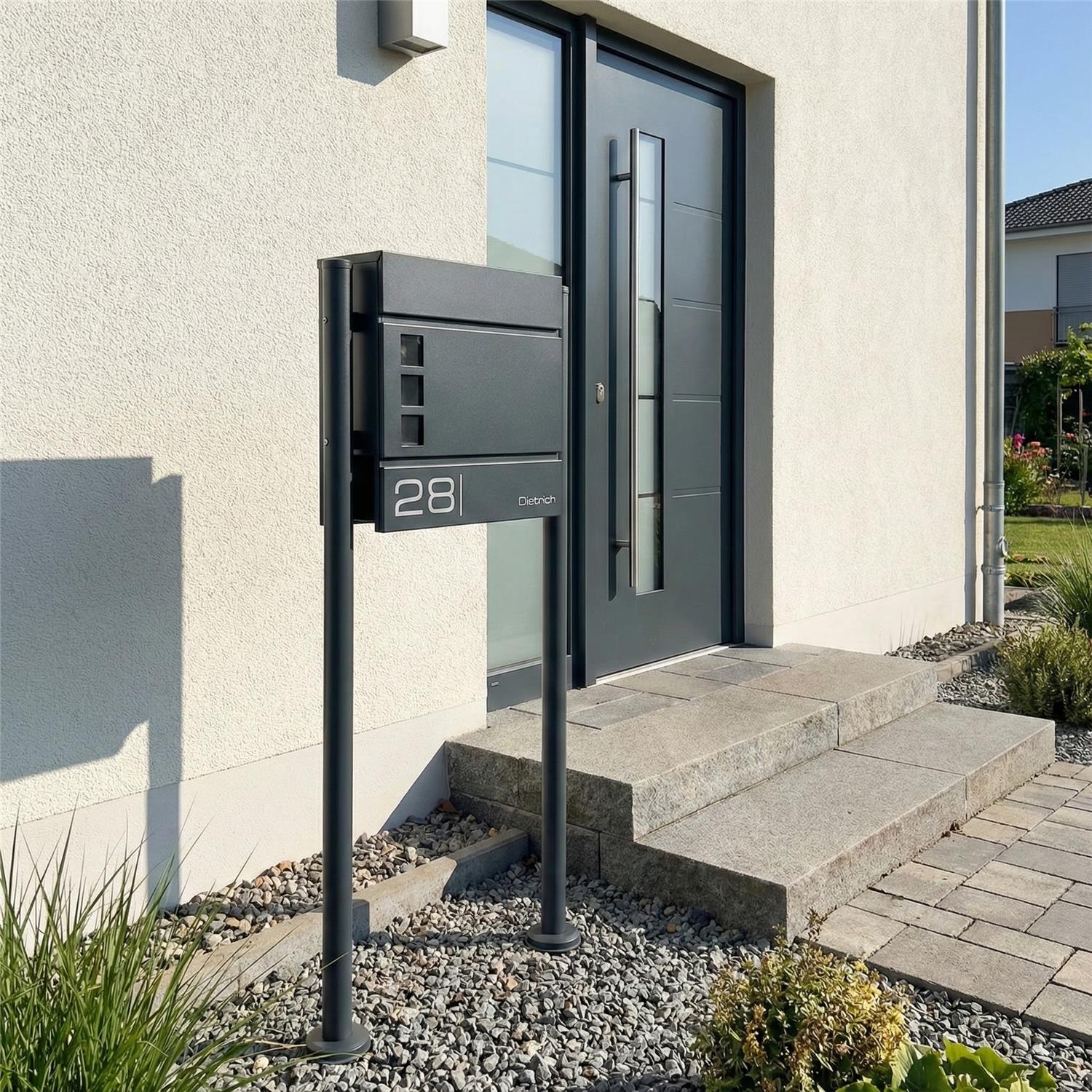 Metzler Standbriefkasten Anthrazit Sichtfenster | Cube