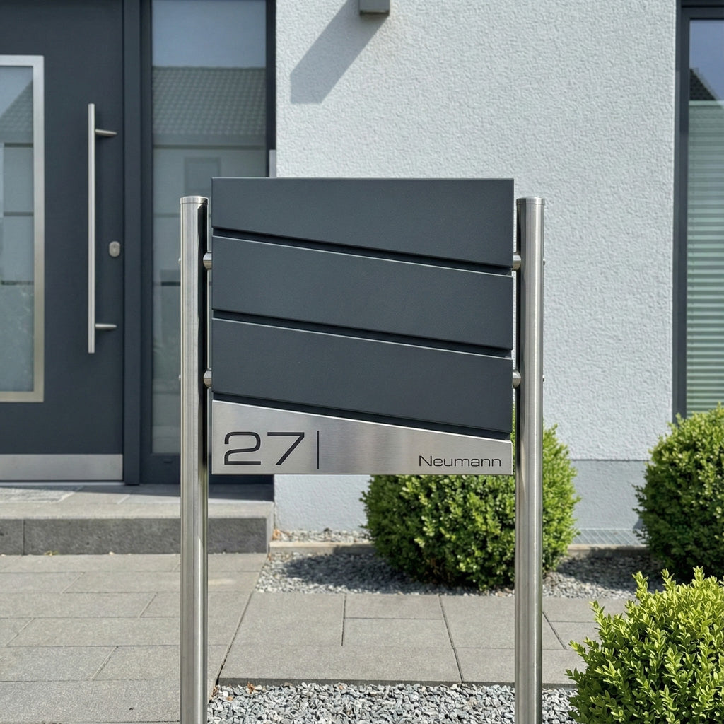 Metzler Design Standbriefkasten mit Standfuß aus Edelstahl | Neumann