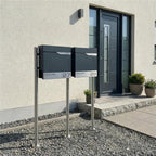 Metzler Edelstahl Standbriefkasten Mehrfamilienhaus mit Lasergravur | Siebert