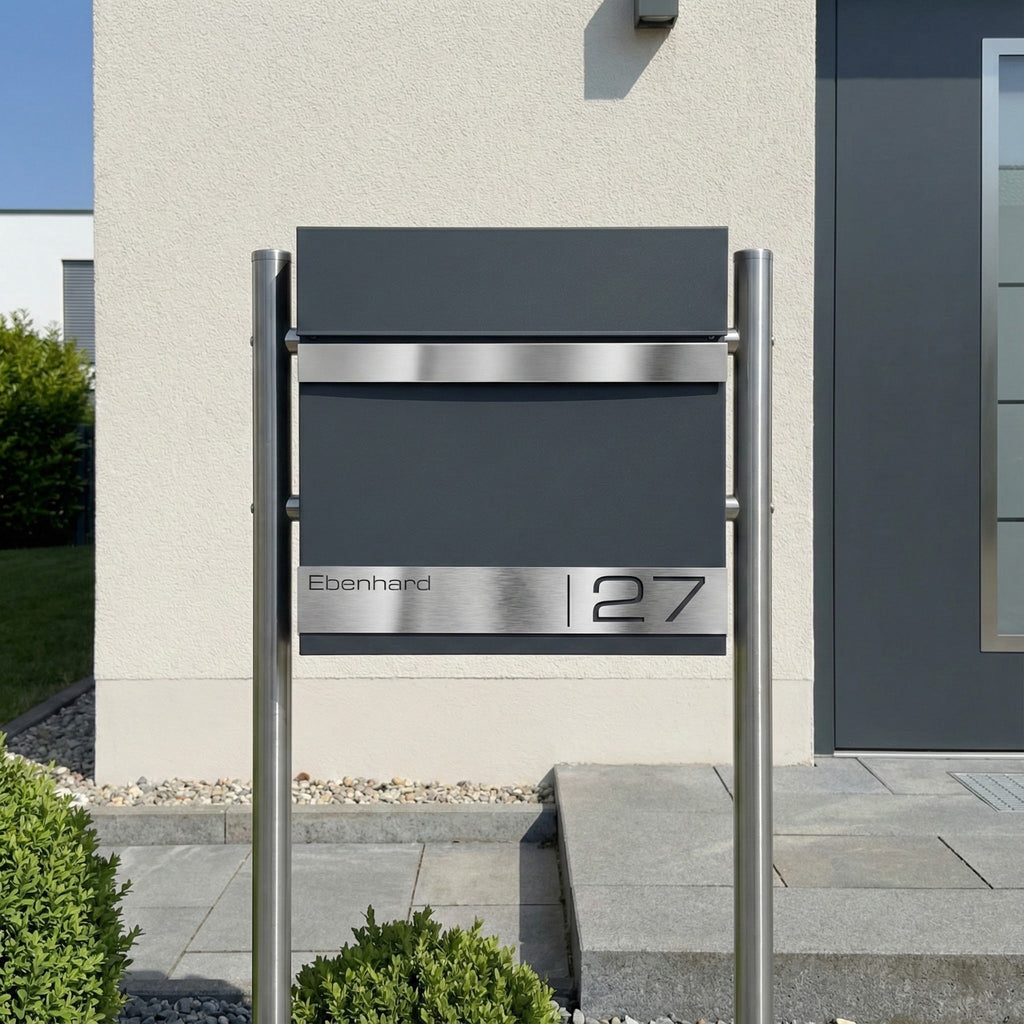 Metzler Standbriefkasten mit Gravur aus Edelstahl | Stencil