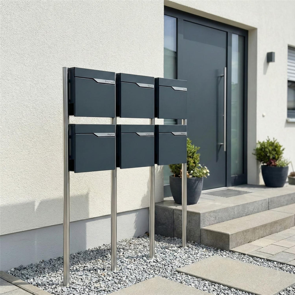 Metzler Standbriefkasten Mehrfamilienhaus | 6er | personalisiert mit Gravur