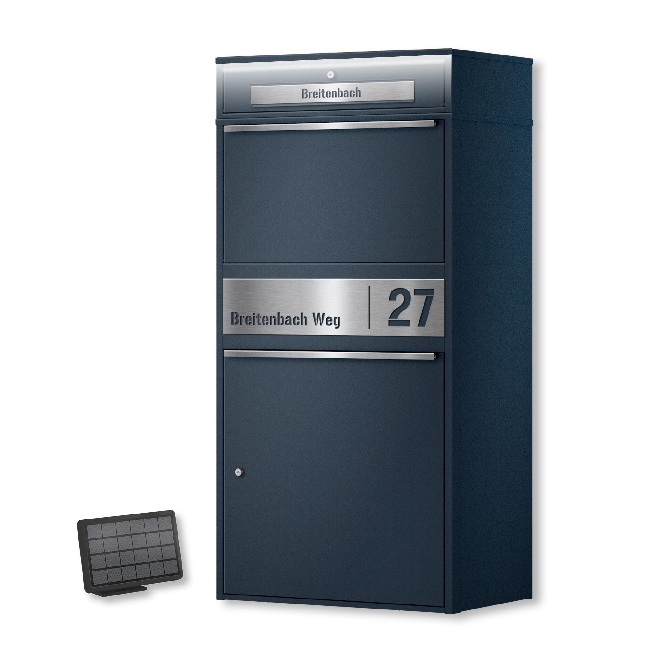 Metzler Paketbox XL mit Briefkasten | LED | personalisiert mit Gravur | RAL 7016 Anthrazit | Bispo Max 2