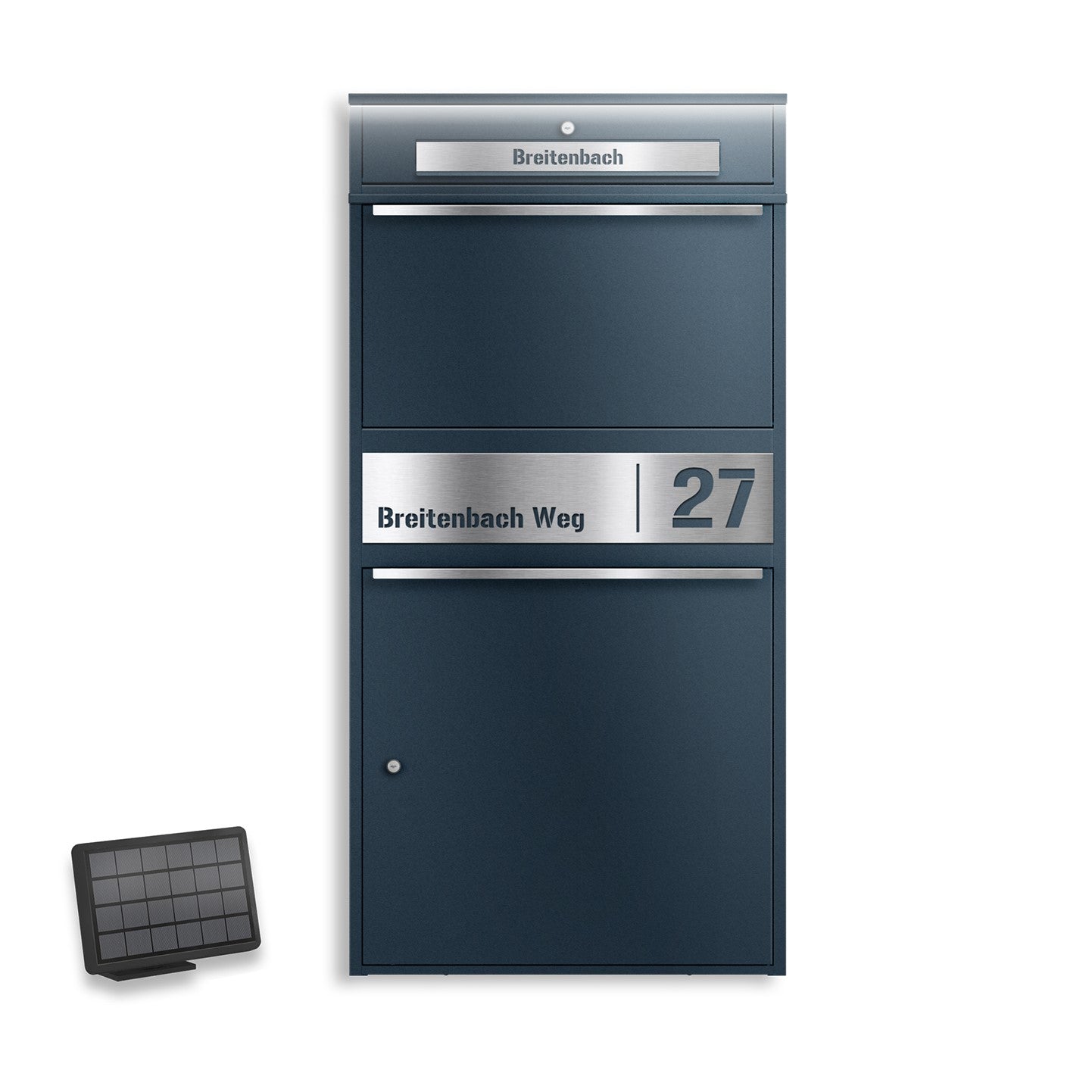 Metzler Paketbox XL mit Briefkasten | LED | personalisiert mit Gravur | RAL 7016 Anthrazit | Bispo Max 2