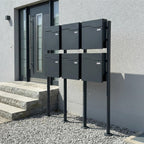 Metzler Standbriefkasten | 6er vertikal | Mit austauschbarem Namensschild | Anthrazit