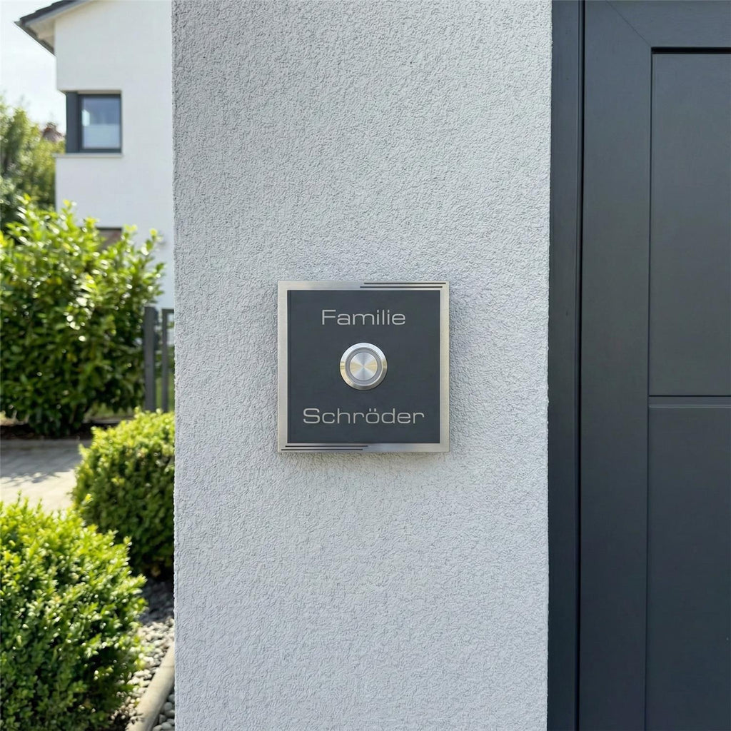 Metzler Türklingel aus Edelstahl mit Gravur + LED-Taster optional | Ari