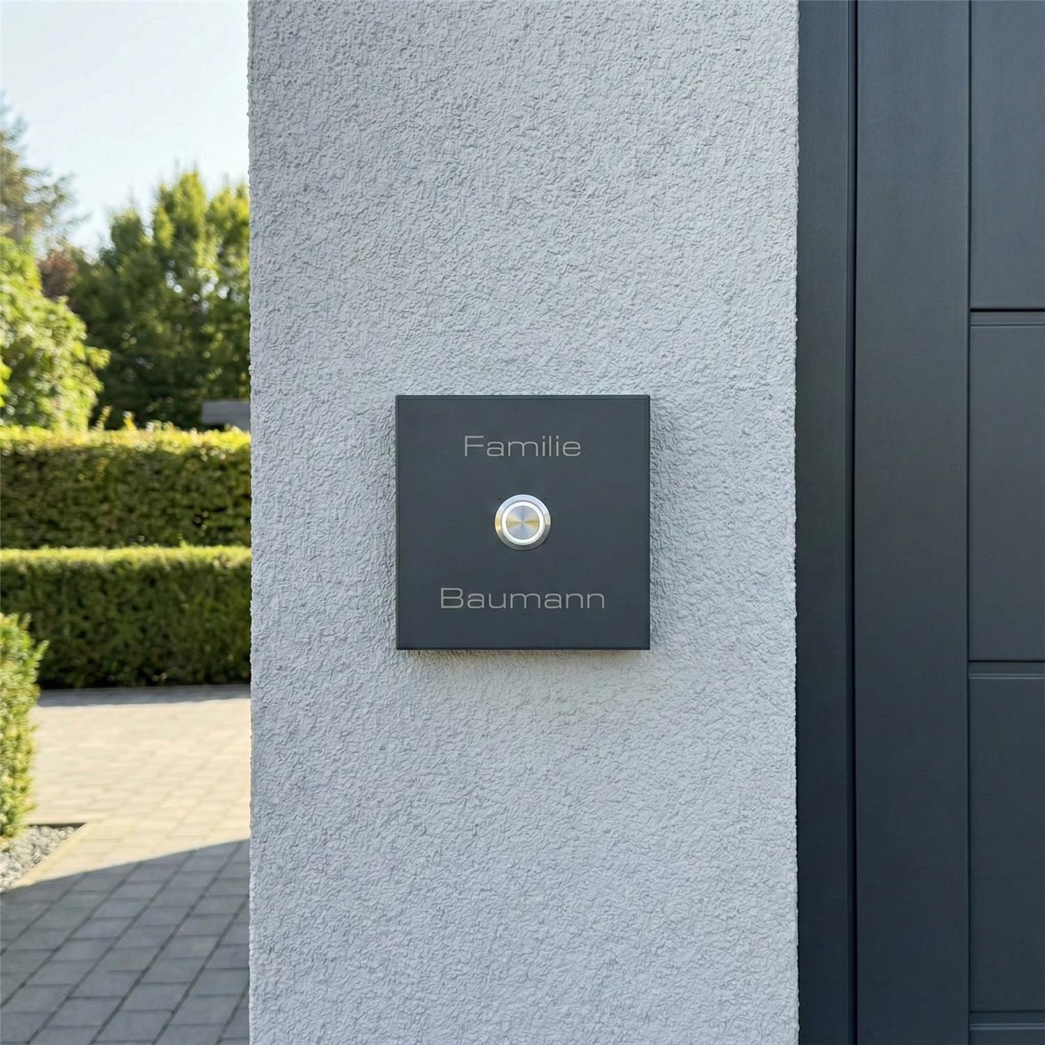 Metzler Türklingel Aufputz Gravur + LED-Taster | Vera