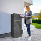 Metzler Paketbox mit 2 Briefkästen | zweifacher Briefeinwurf | für Pakete bis zur Größe M | rostfrei | Bispo