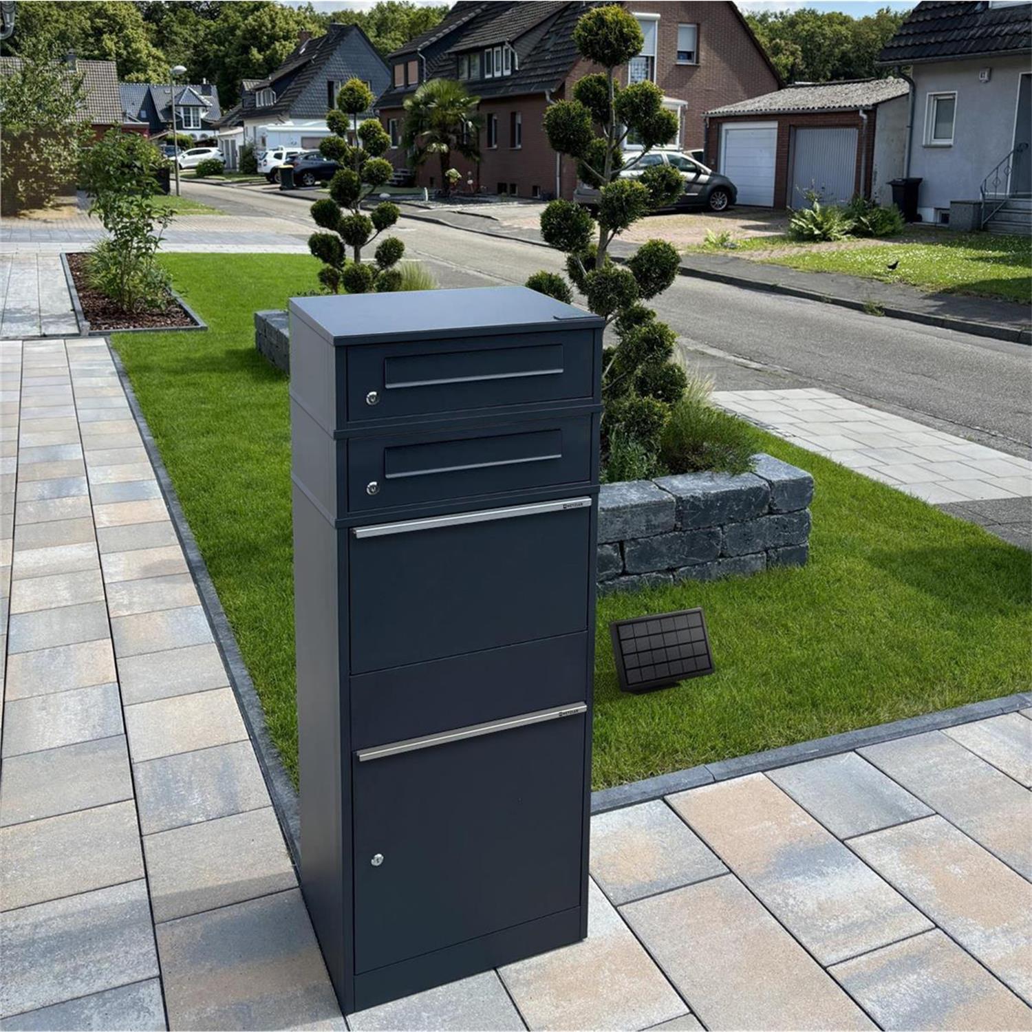 Metzler Paketbox mit 2 Briefkästen | LED | zweifacher Briefeinwurf | Bispo